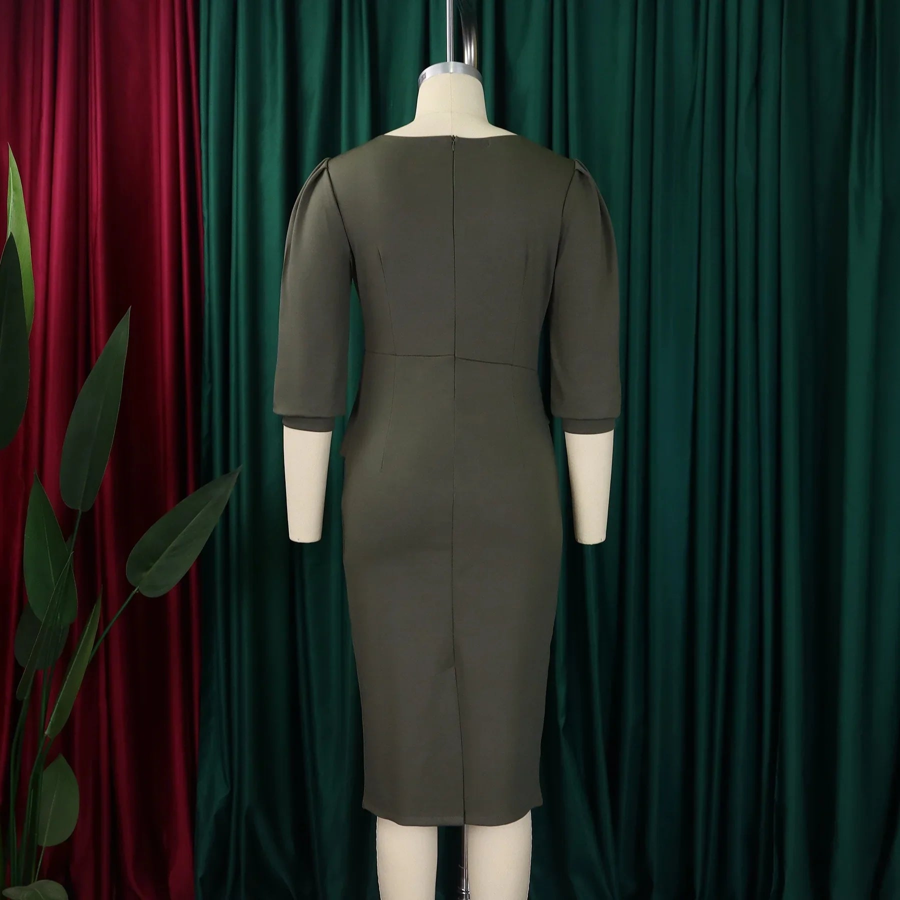 Elegant Office Dress For Women O Neck Half Sleeve Sheath