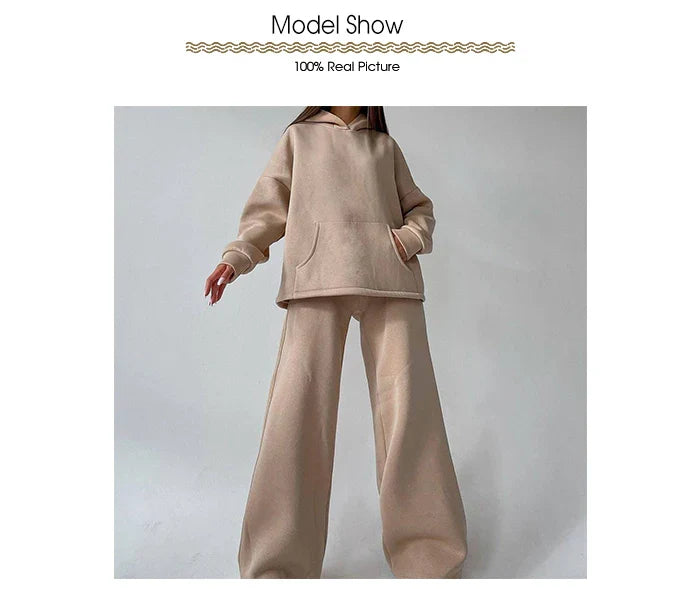 Women Oversized Tracksuit Set with Hoodie and Sweatpants Comfortable Two Piece Outfit