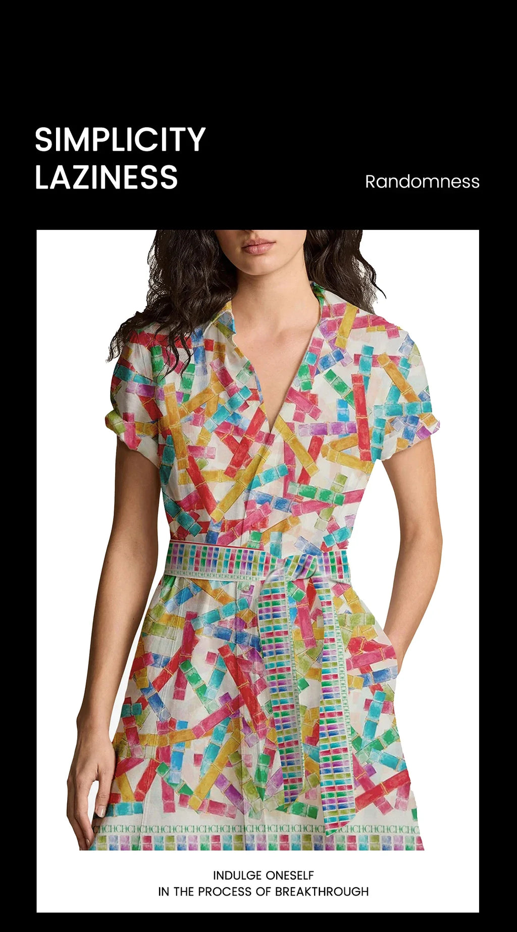 Summer Printed Shirt Dress For Women With Lapel Half Sleeve