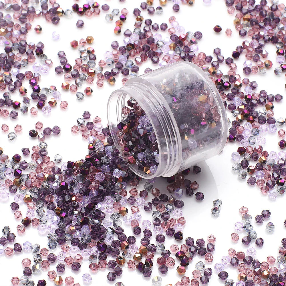 500Pcs 3mm Mixed AB Color Czech Bicone Glass Beads for DIY Jewelry Making and Handmade Bracelets