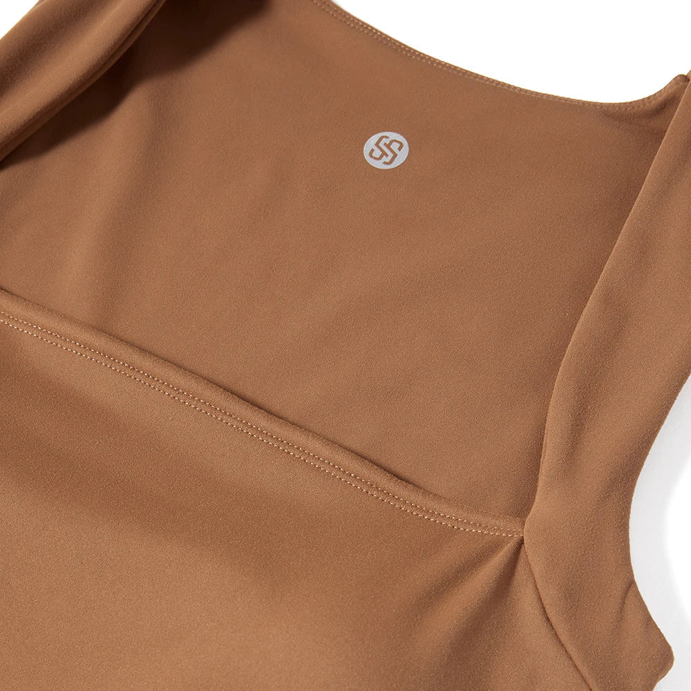 Women's Sleeveless Square Neck Bodysuit with Flared Pants Casual Fitness Jumpsuit Full Season Streetwear Playsuit