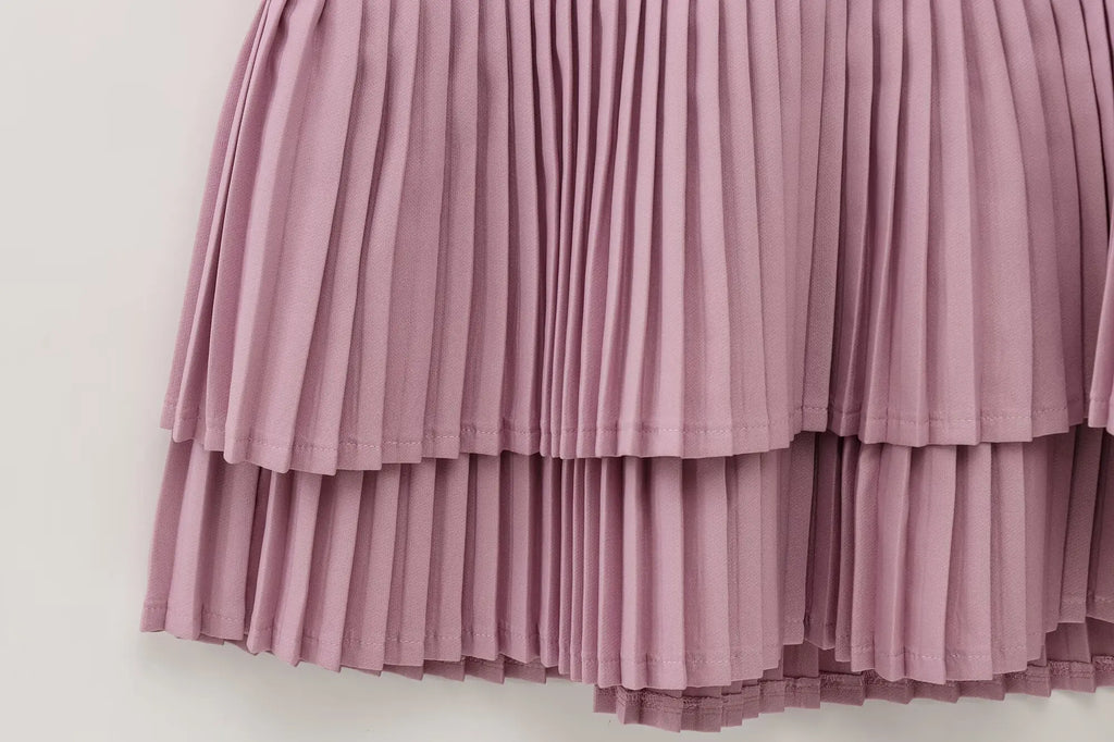 Sleeveless Pleated Mini Dress With Square Collar Chic