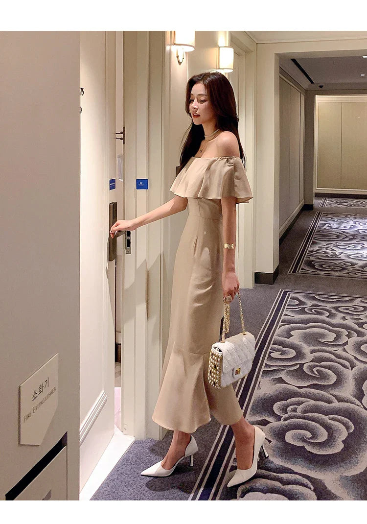 Slash Neck Mermaid Dress For Women Elegant Party Dress