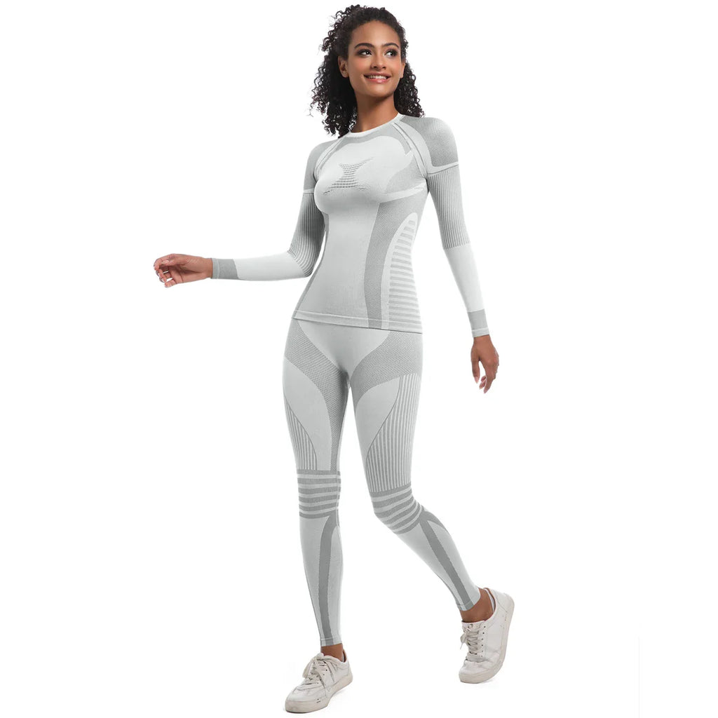 Women Thermal Skiwear Set Yoga and Fitness Workout Suit for Skiing Snowboarding Running and Exercise