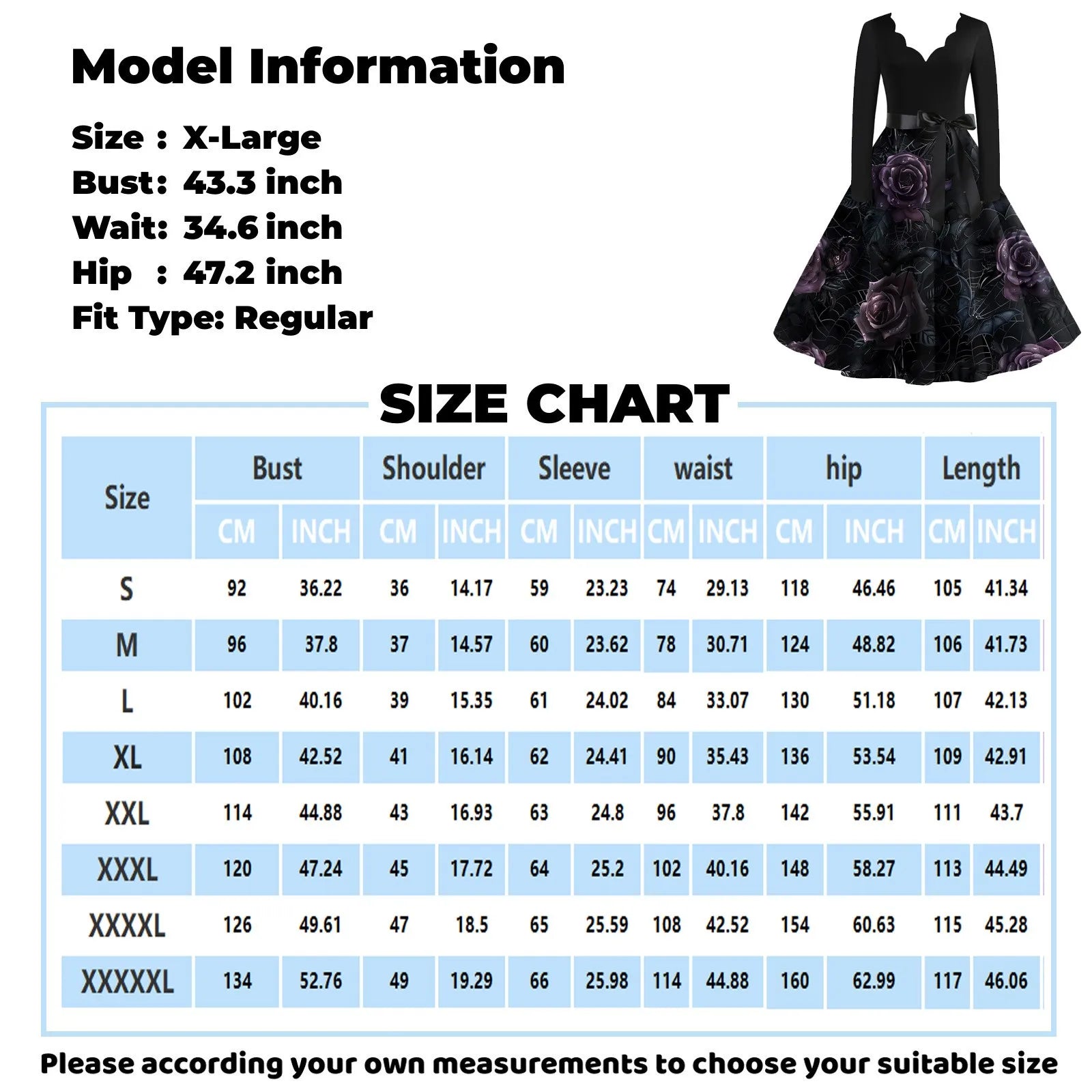 Halloween Printed V Neck Vintage Casual Dress for Women