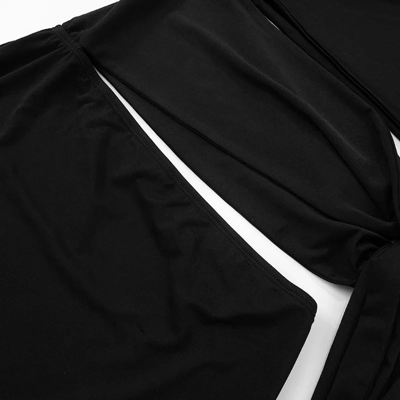 Strapless Hollow Out Short Summer Dress With Oblique Collar