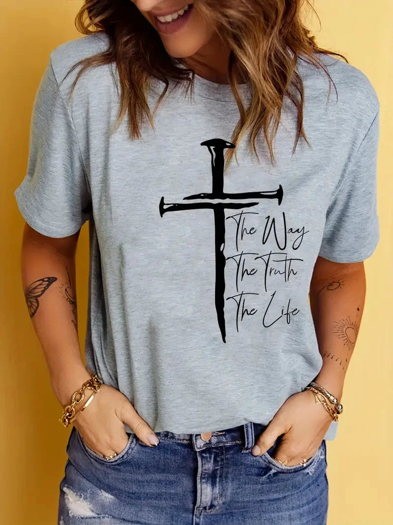 Love Like Jesus Graphic T-Shirt for Women, Short Sleeve Casual Crew Neck Top for Summer and Spring