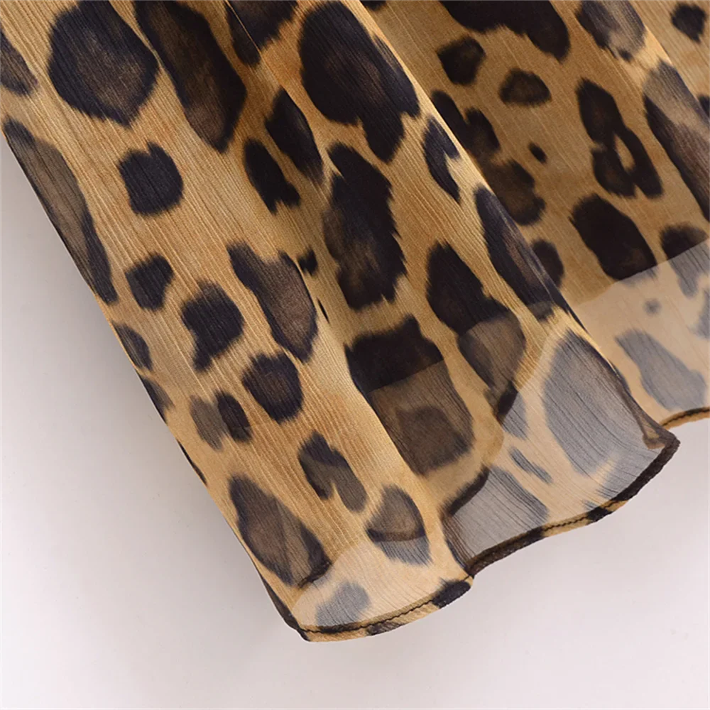 Leopard Print Layered Dress for Women Slim Fit Elegant