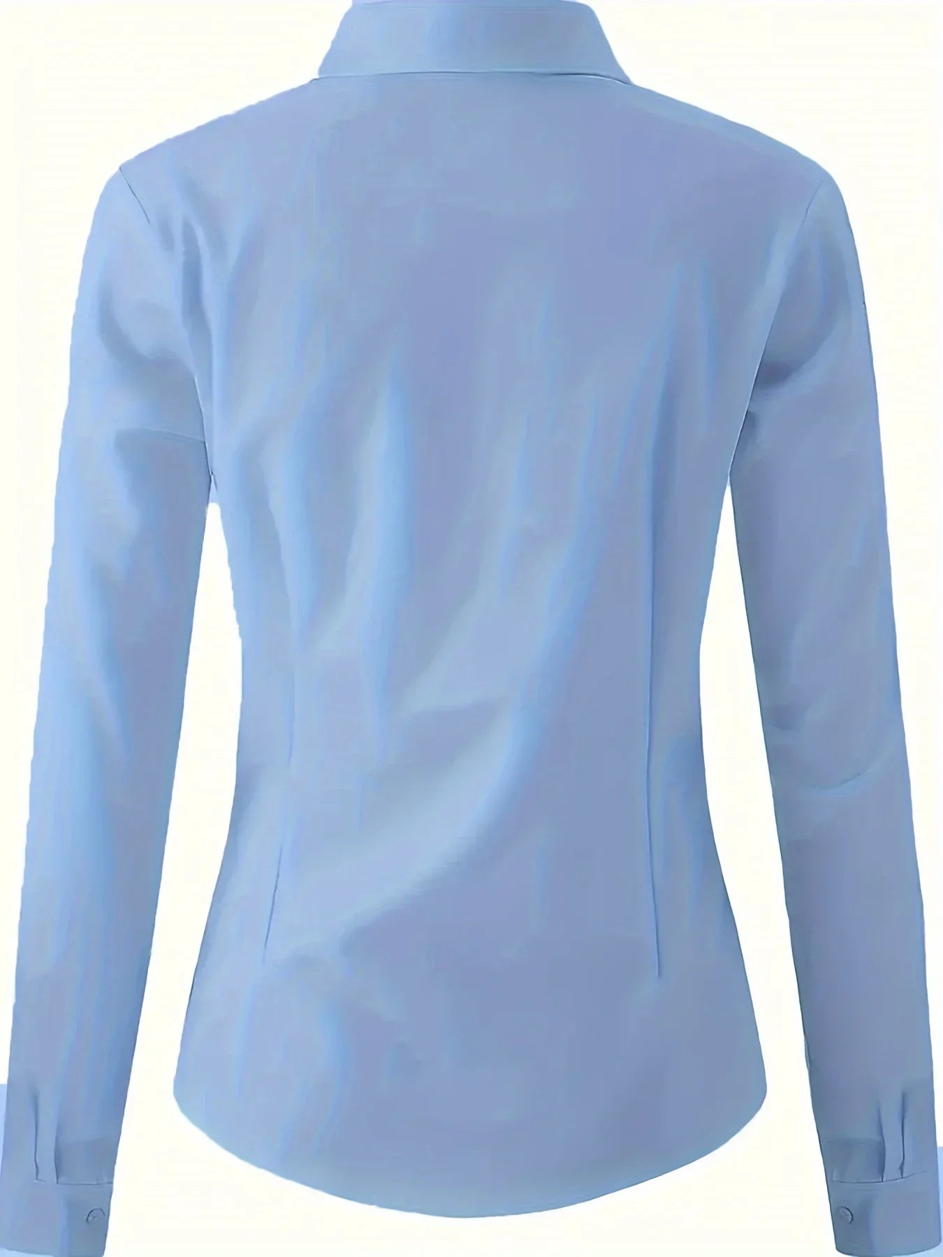 Solid Button Front Shirt Elegant Long Sleeve Lapel Blouse Lightweight Basic Top for Spring and Fall Women's Fashion Office Casual Wear