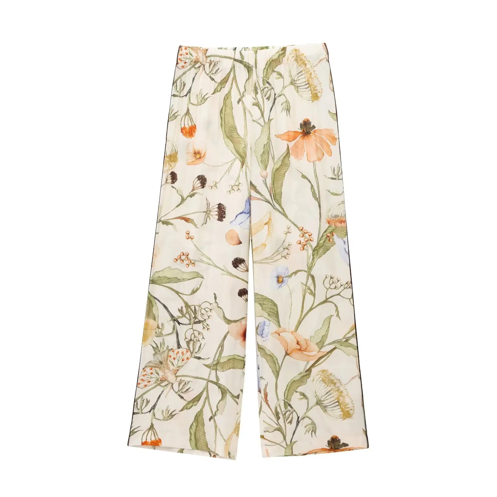 Floral Pattern Women's Shirt and Long Pants Set for Spring Fashion