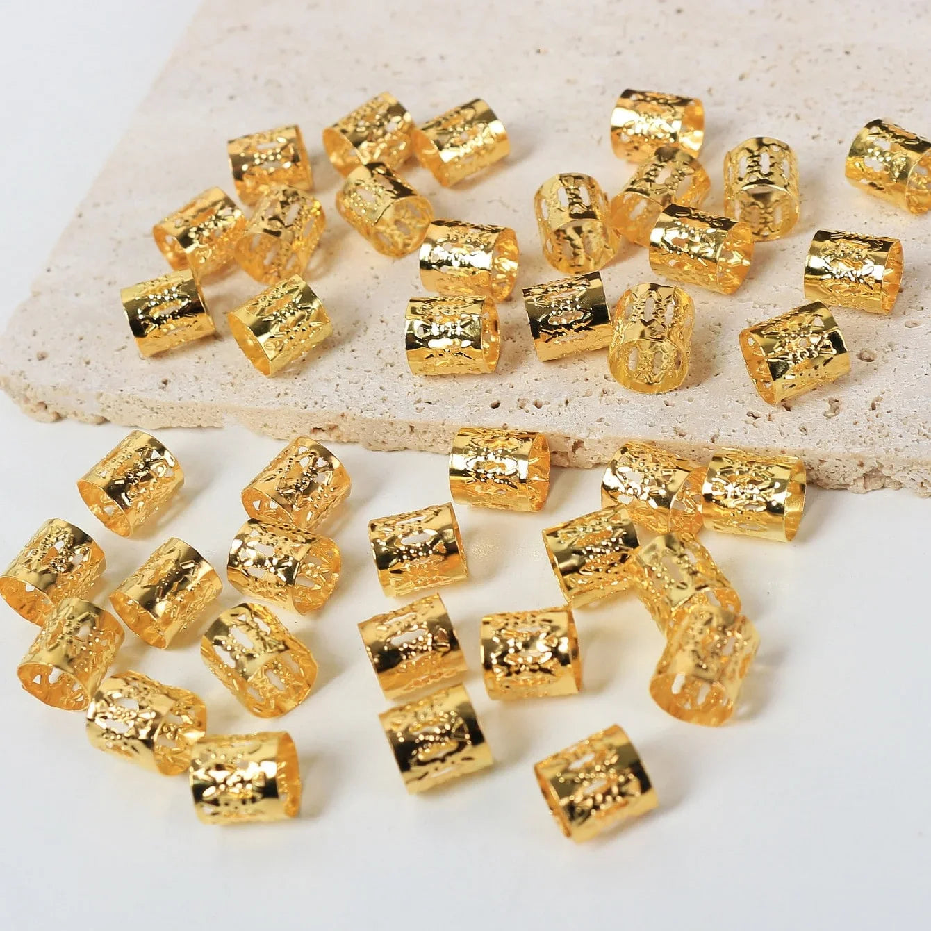 50 Pieces Metal Hair Braid Rings Accessories for Dreadlocks and Braiding Cuffs