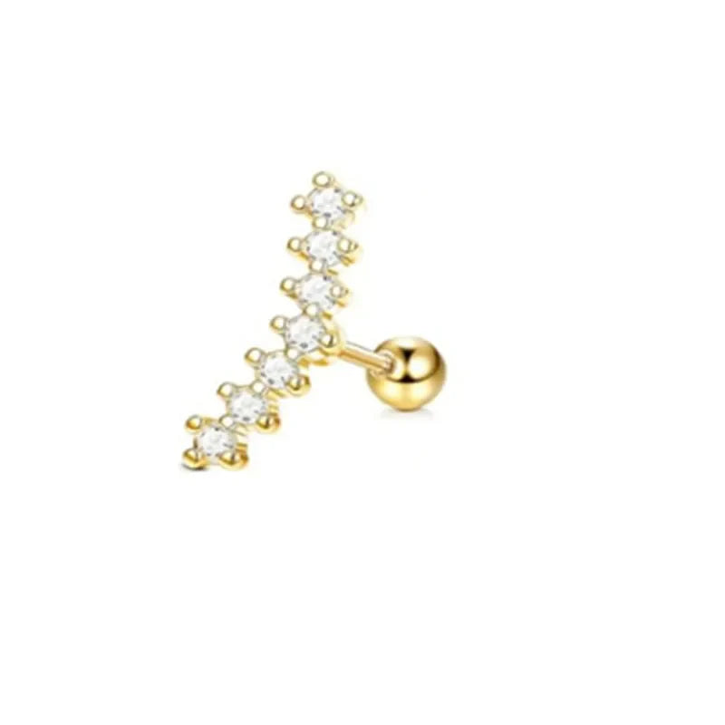 16G Stainless Steel Screw Back Stud Earrings with Cubic Zirconia for Cartilage Conch Helix Ear Piercing