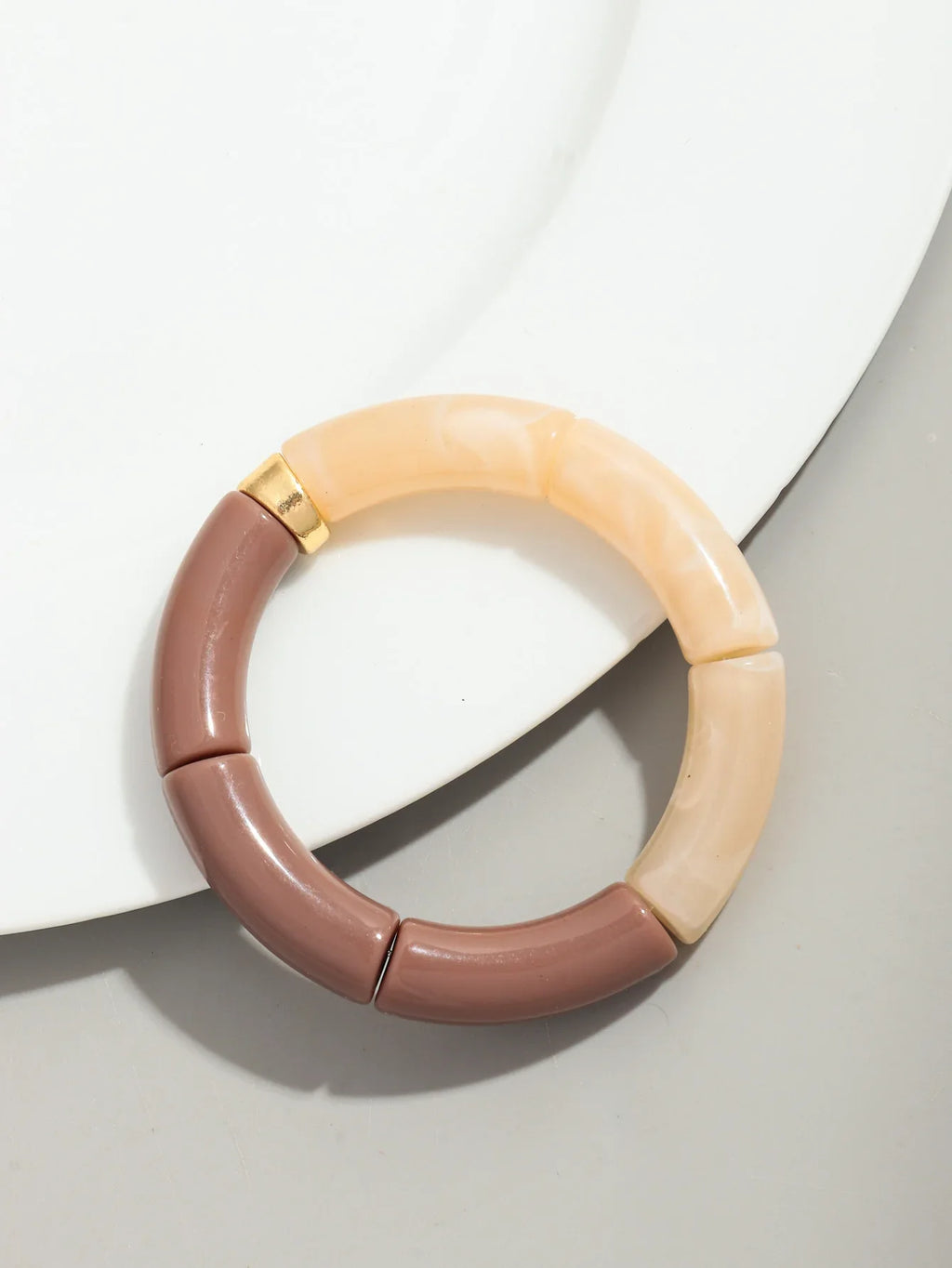 Boho Chunky Bamboo Stackable Bracelet for Women with Colorful Tube Beads and Elastic Design