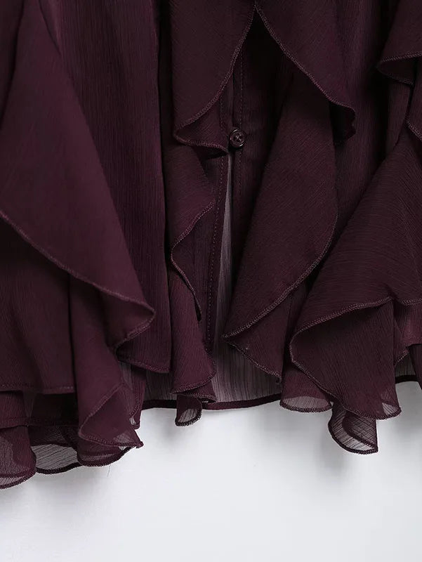 Women's Stacked Decorative V Neck Blouse Button Prairie Chic Casual Elegant Spring Shirt