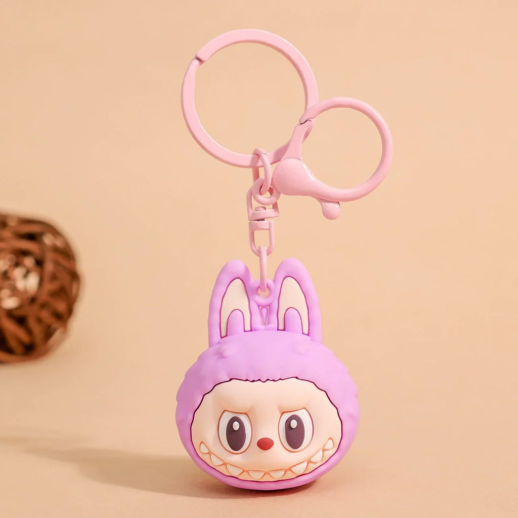 Kawaii Labubu Doll Keychain Cute PVC Pendant Toy Phone Bag Charm Car Accessories