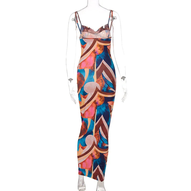 Tie Dye Ribbed Midi Dress For Women Bodycon Side Slit