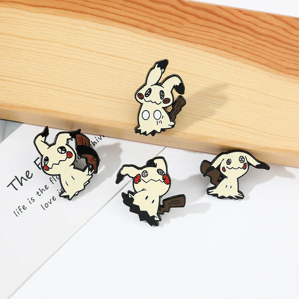 Cartoon Animal Enamel Pin Brooch Set 4 Pcs Fun Mimikyu Jewelry for Backpack Wallet and Clothes Accessories