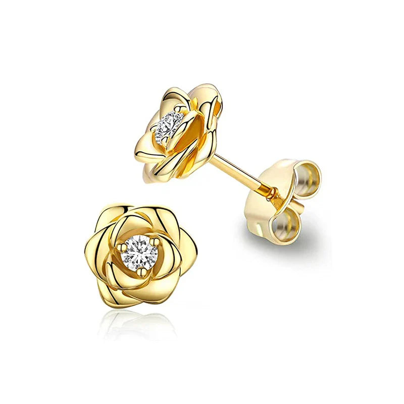 Eternity Love Heart Earrings for Women in Silver and Gold Fashion Chic Wedding Jewelry