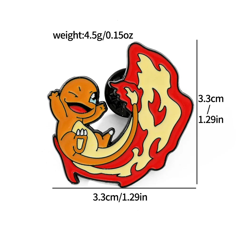 Cute Cartoon Pocket Monsters Enamel Brooch Set for Bags - 4 Pcs Creative Animated Character Accessories