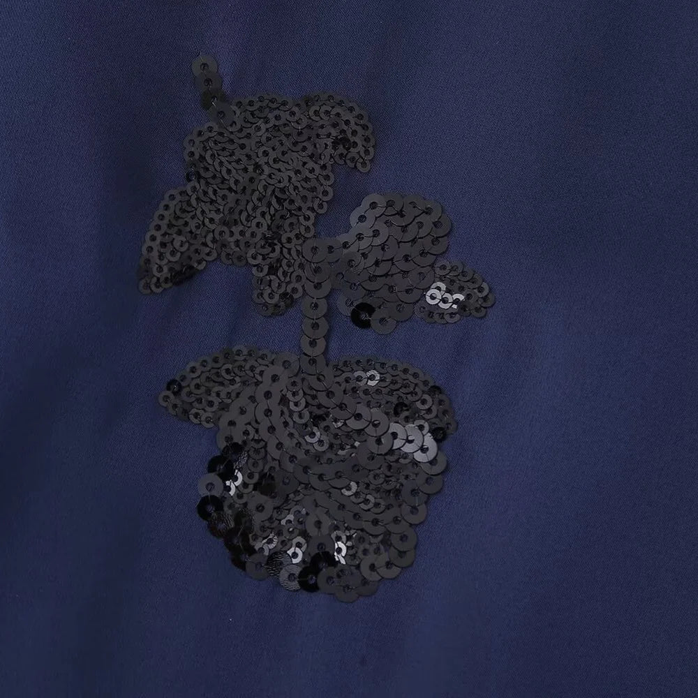 Women's Casual Polo Collar Long Sleeved Sequin Satin Kimono Coat and Bead Pants Set