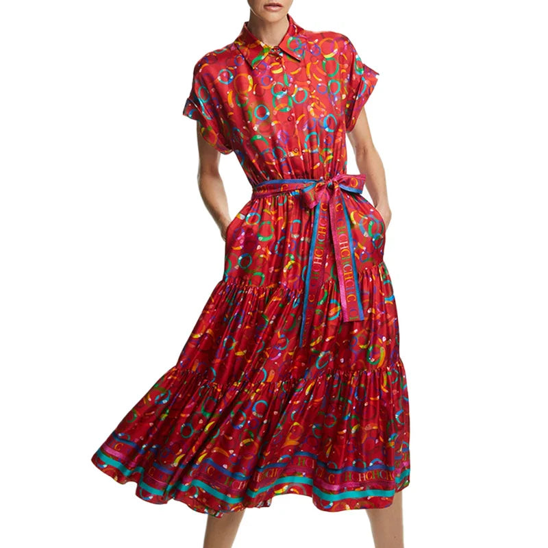 Seasonal Fashion Colors Womens Dresses Vintage Versatile