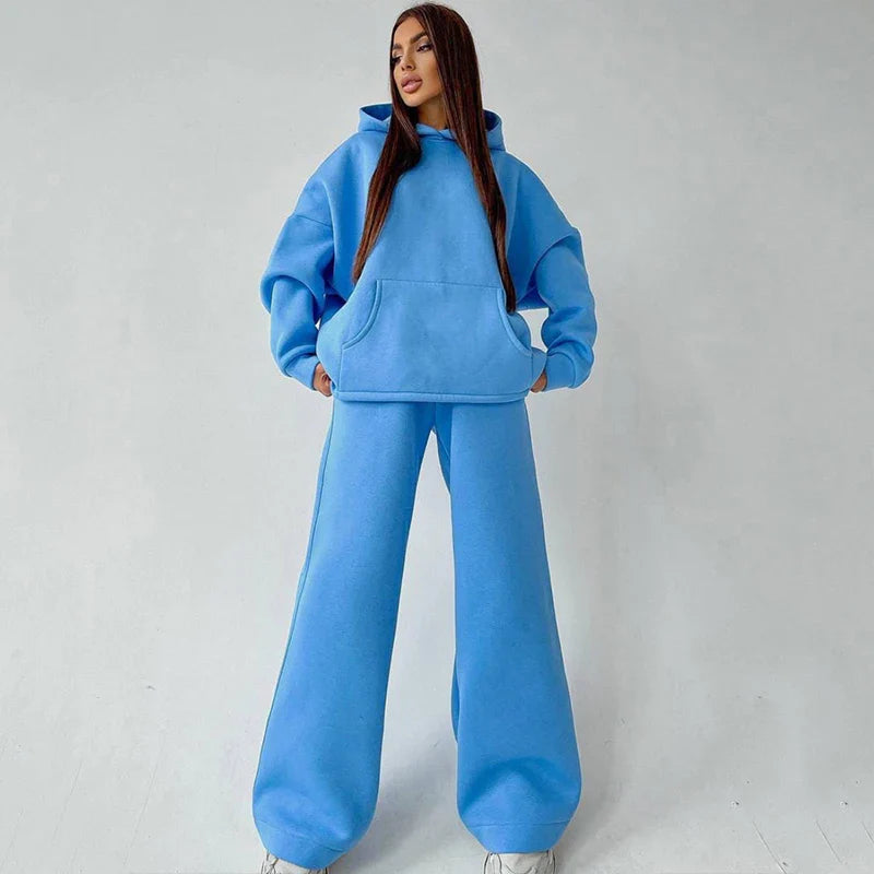 Women Oversized Tracksuit Set with Hoodie and Sweatpants Comfortable Two Piece Outfit
