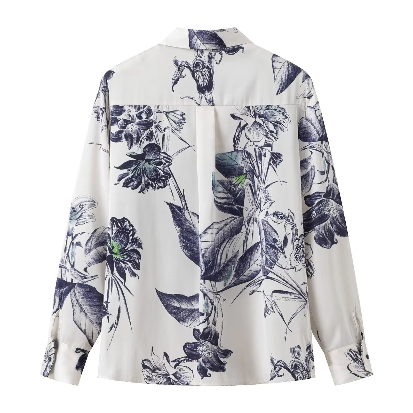 Women's Bow Tie Printed Blouse with Polo Collar Long Sleeve Single Breasted Vintage Loose Fit Elegant Shirt Top