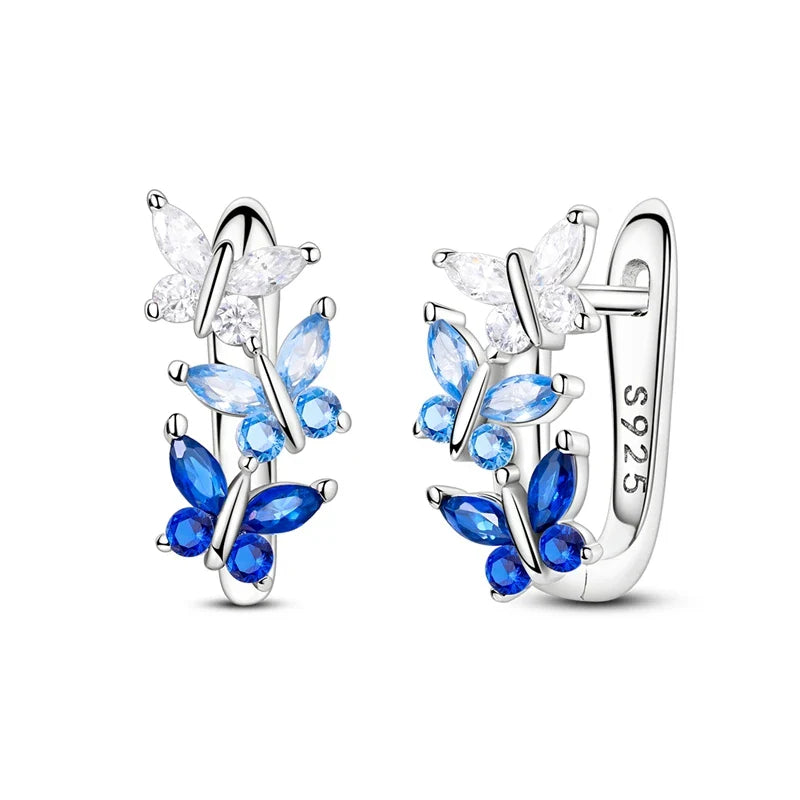 Colorful Butterfly Bee Ladybug Rainbow Flower Earrings in 925 Sterling Silver for Women Fashion Jewelry Gifts