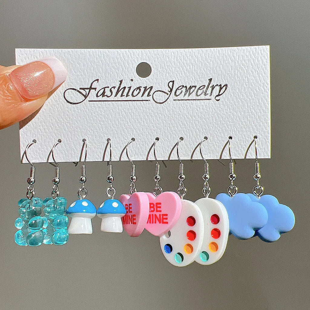 Cute Cartoon Food Fruit Drink Earrings Set for Women Fun Resin Jewelry Gift