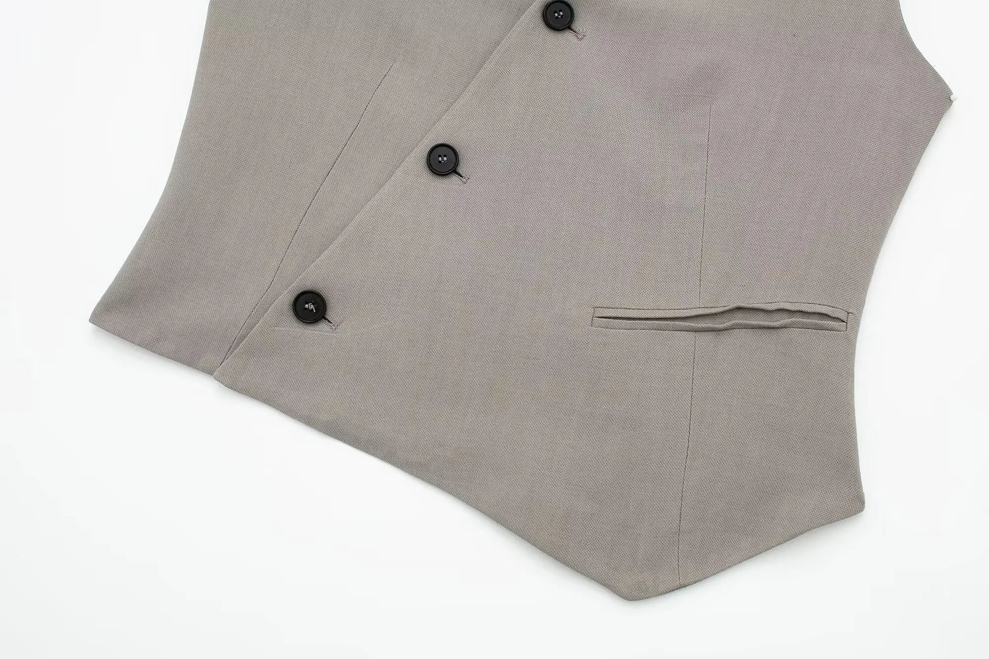 Women's Solid Grey Two Piece Set with Sleeveless Asymmetrical Vest and High Waist Wide Leg Trousers Casual Outfit