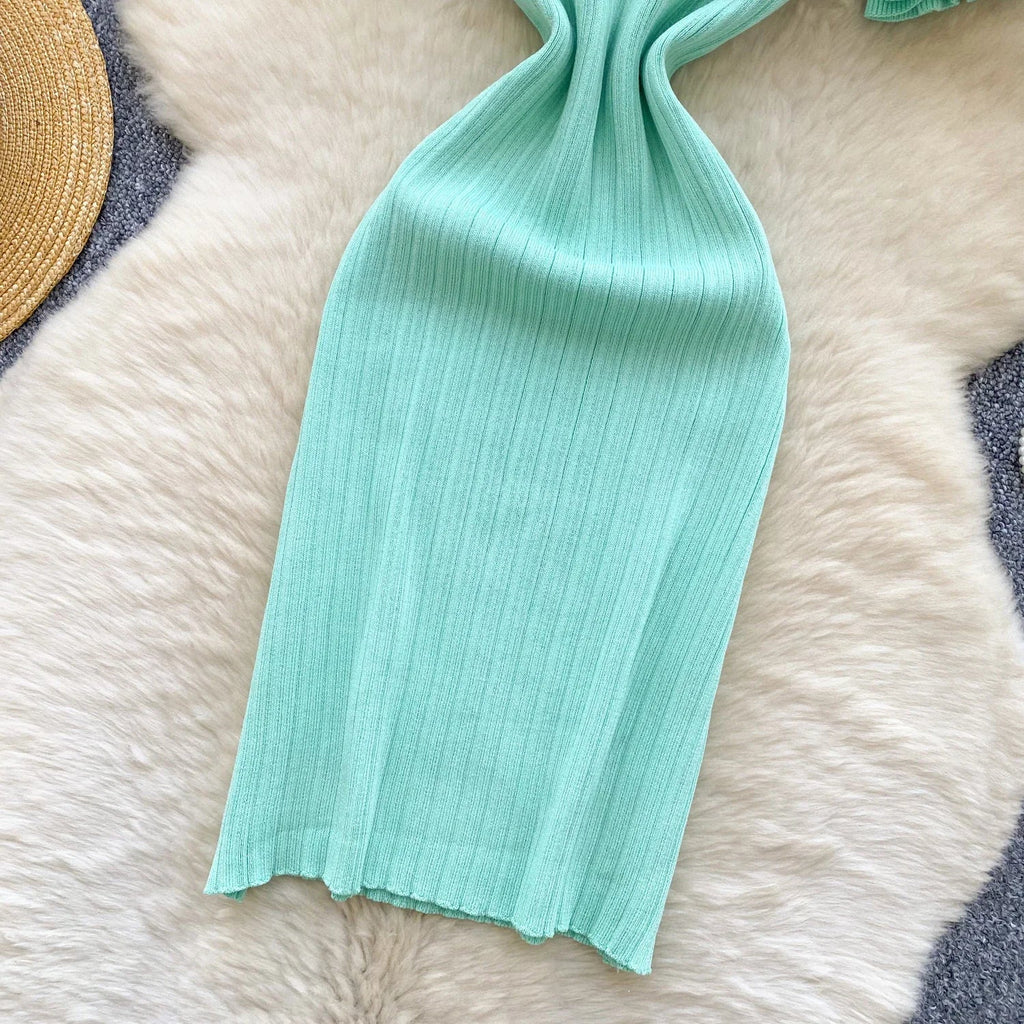 Knit Bodycon Sundress for Women With Striped Pattern