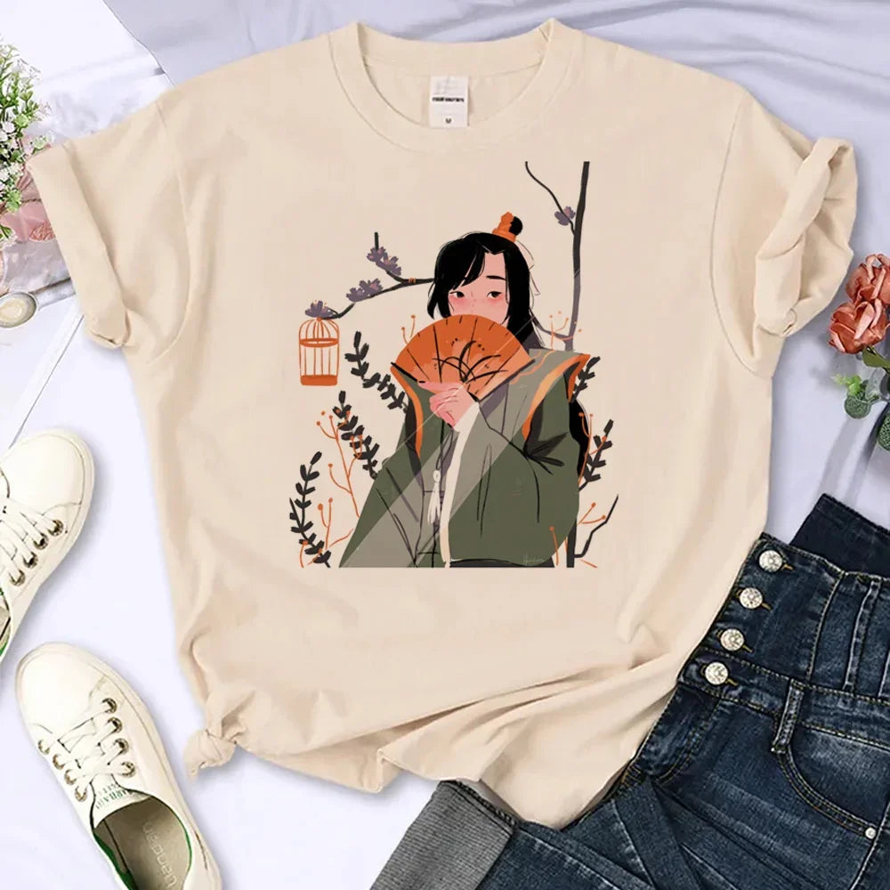 Mo Dao Zu Shi T-Shirts for Women Japanese Manga Summer Top Loose Fit Round Neck Tee