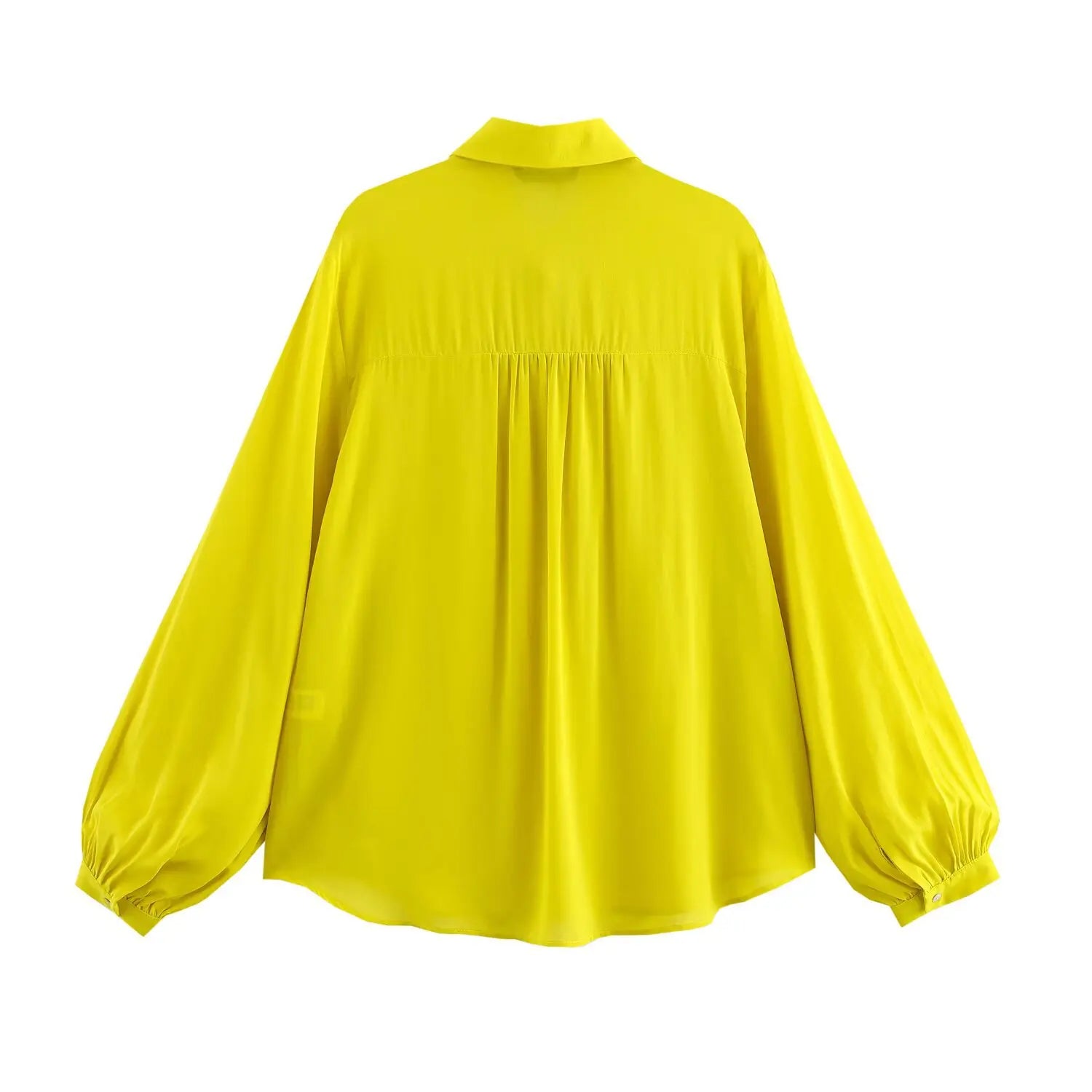 Women Bow Tie Loose Fit Shirt with Lapel Collar Long Sleeve Single-Breasted Solid Color Casual Patchwork Top Spring Summer Chic Blouse