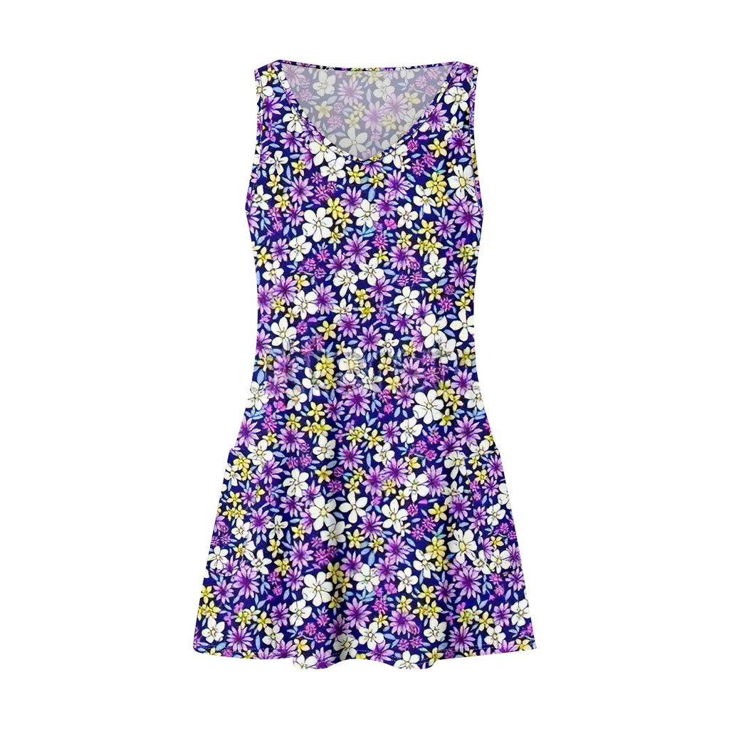 Bohemian Flower Print Beach Dress With Pockets For Women