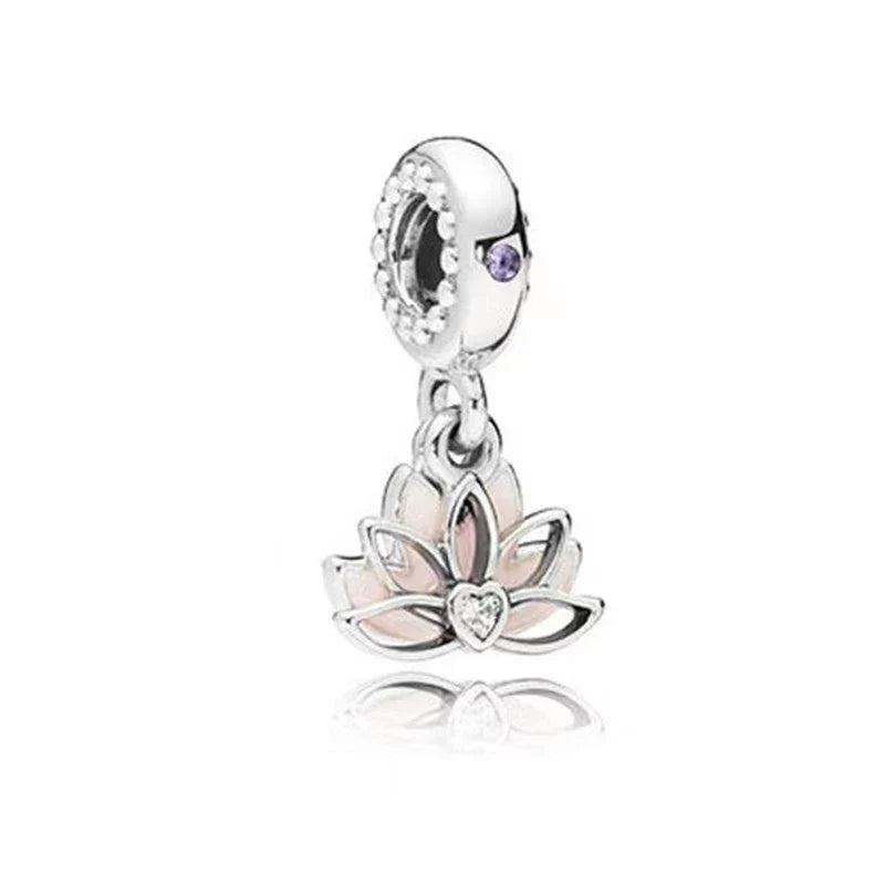 Sparkling Pink Cherry Blossom Daisy Charm Beads for 925 Silver Bracelet DIY Women's Jewelry Gifts