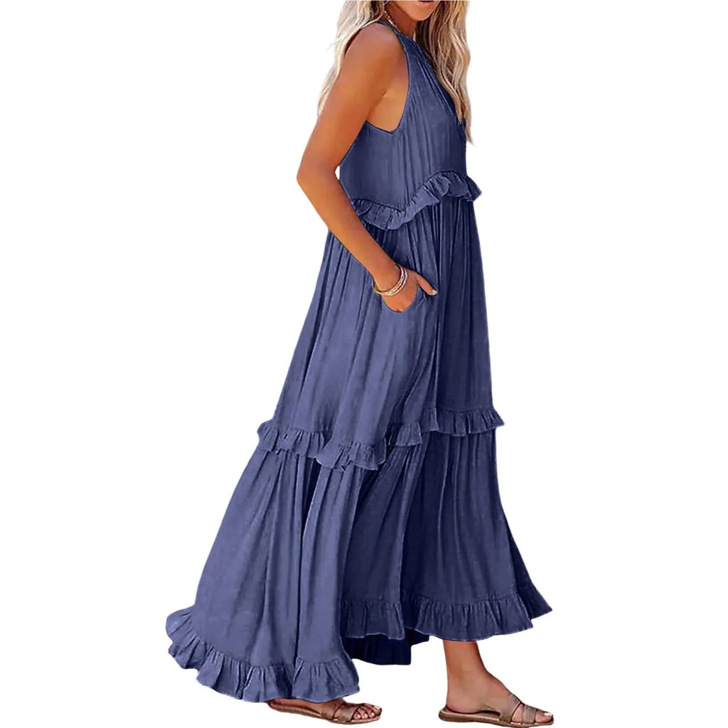 Women Summer Maxi Dress Lightweight Beach Swing Dress