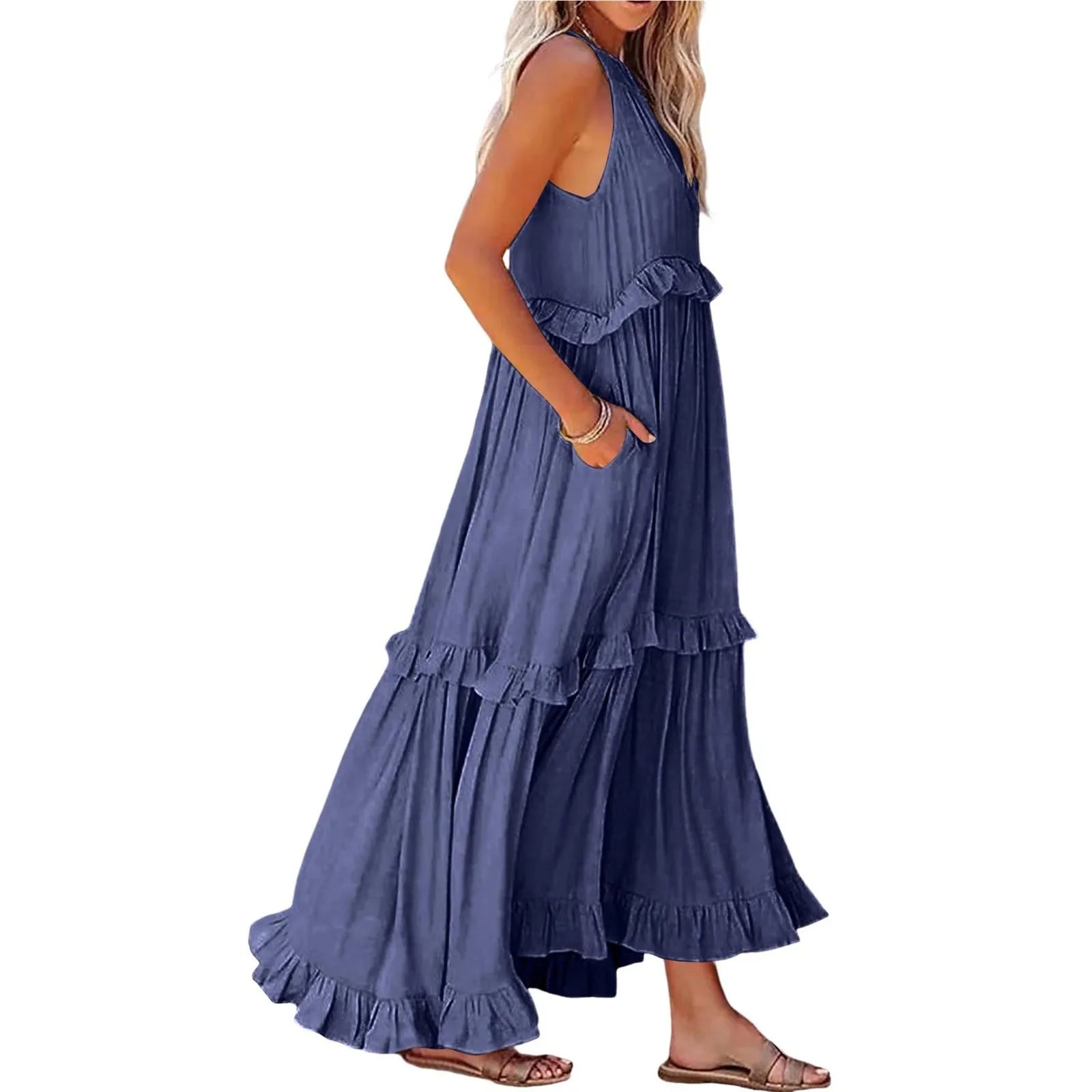 Women Summer Maxi Dress Lightweight Beach Swing Dress