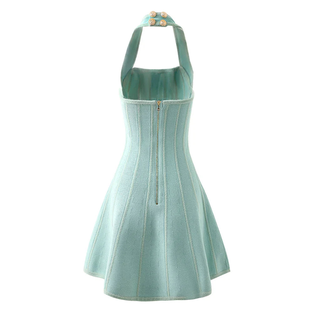 Backless Halter Dress A Line Knit For Summer Party Fashion