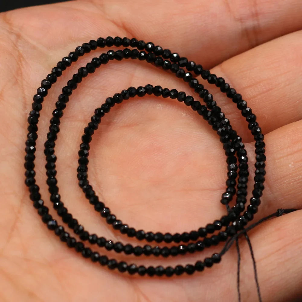 2mm Black Spinel Loose Beads for Women Jewelry Making DIY Bracelet and Necklace Accessories 38cm