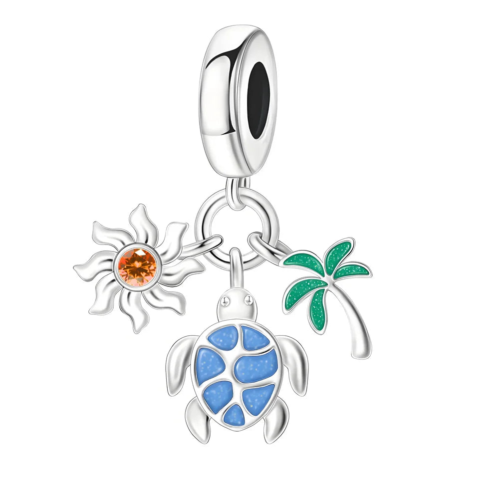 Underwater World 925 Sterling Silver Ocean Animal Pendant for DIY Bracelet or Necklace