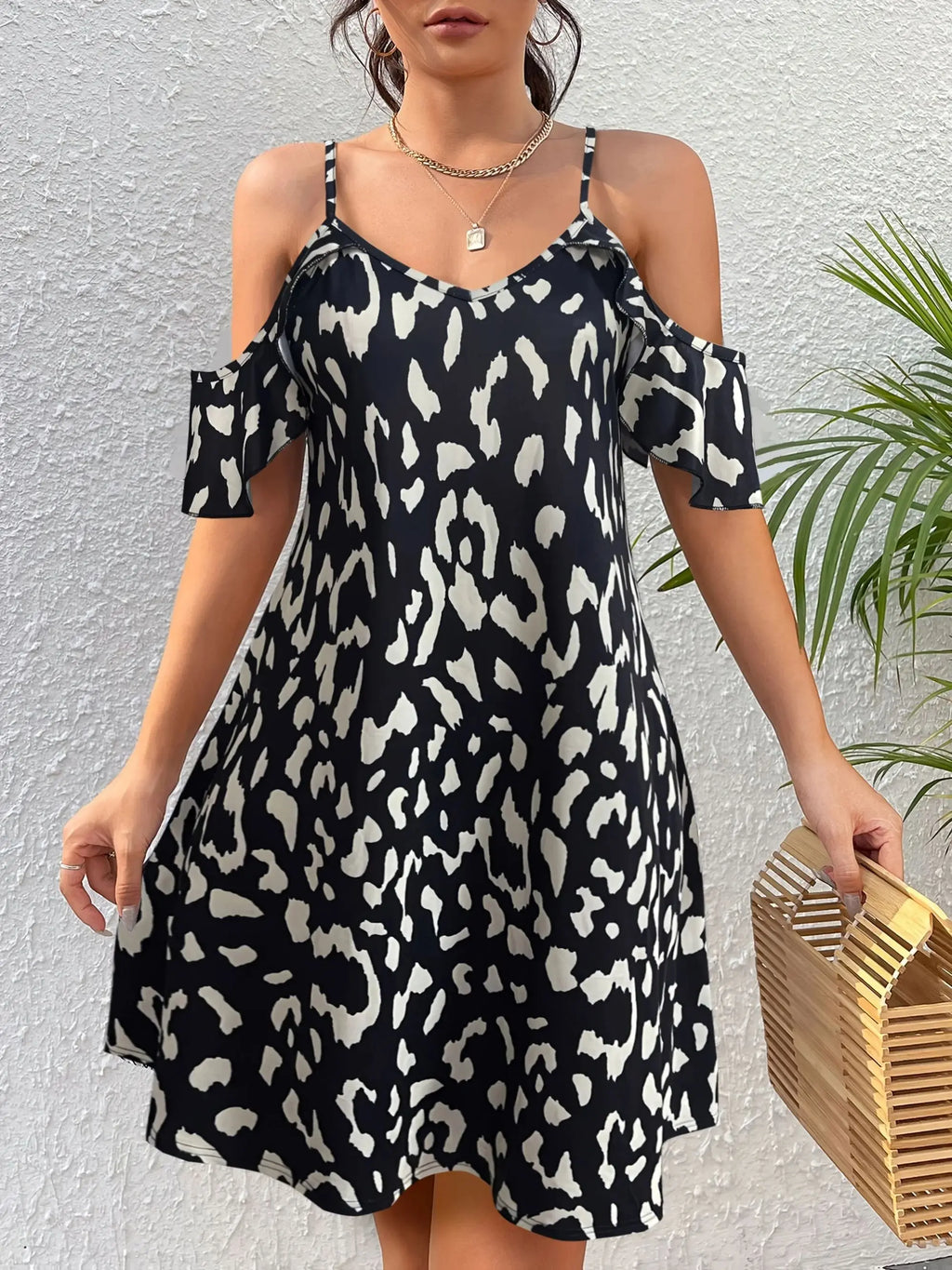 Chic Cold Shoulder Dress For Spring Vacation Women Style