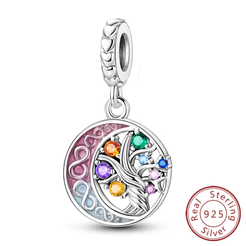 925 Sterling Silver Forever Love Heart Charms Beads for Sister Family Bracelet Jewelry Gifts