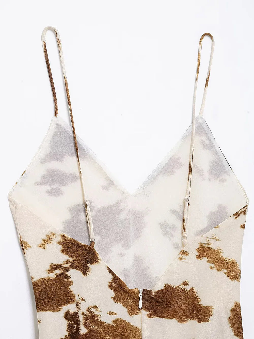 Satin V Neck Halter Dress With Mistletoe Print Elegant