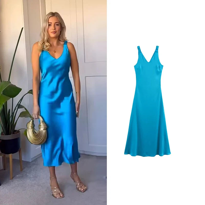 Summer Dress For Women V Neck Slim Street Chic Comfort