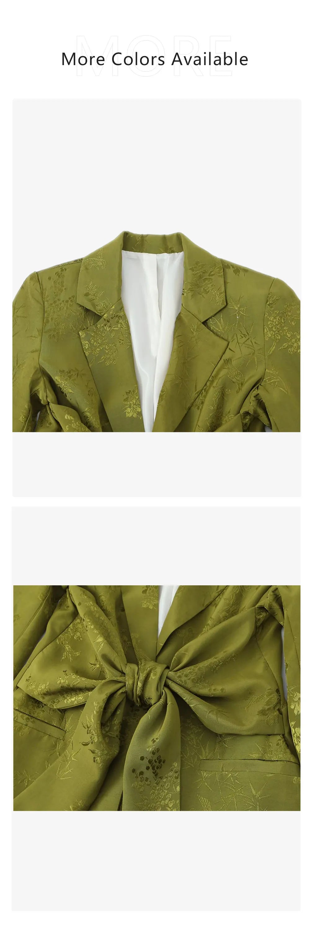 Versatile Women's Jacquard Suit Coat with Bow Decoration and High Waist Straight Leg Pants