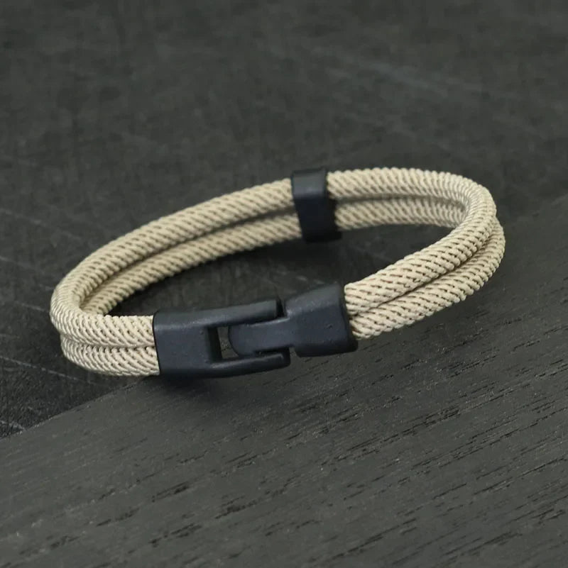 Men's Double Layer Nylon Rope Bracelet Detachable Stackable Leisure Accessory