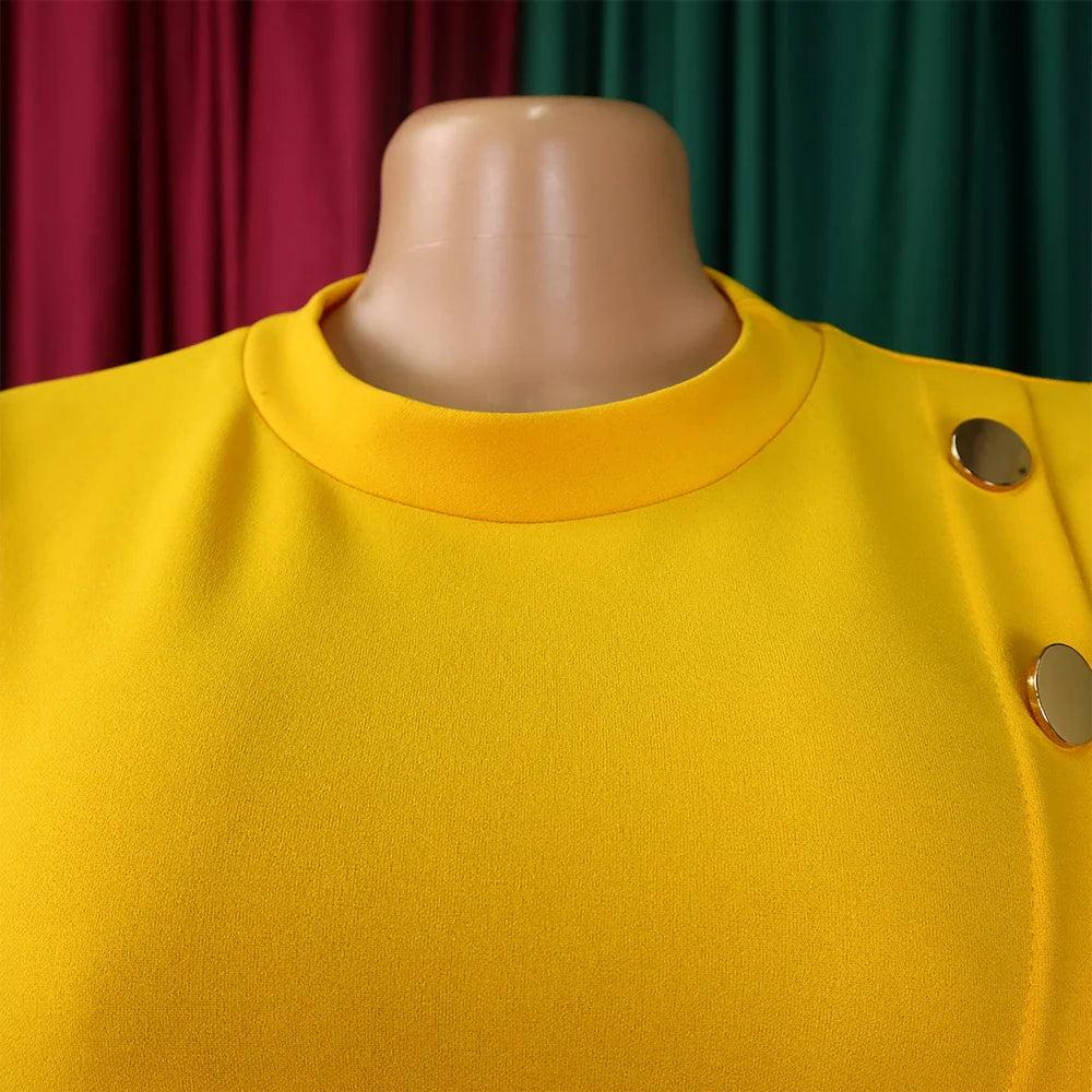 Elegant Pleated Dress for Women Formal Half Sleeve Belted