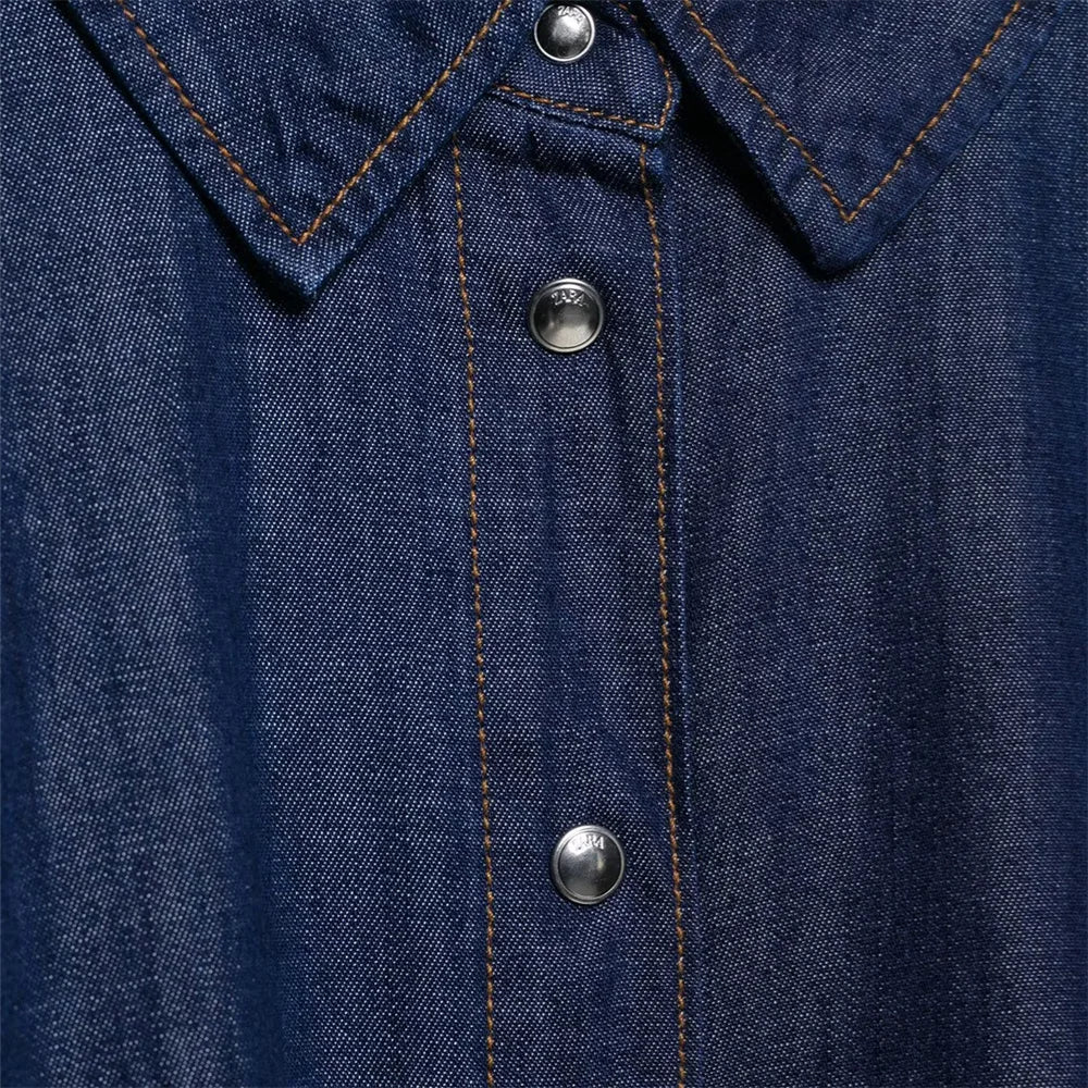 Women's Loose Denim Shirt and High Waist Wide Leg Jeans Set for Casual Spring and Summer Outfits