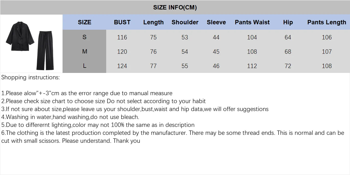 Pajama Style Women's Two Piece Set with Double-Breasted Satin Blazer and Lace Up Creased-Effect Trousers for Spring Fashion