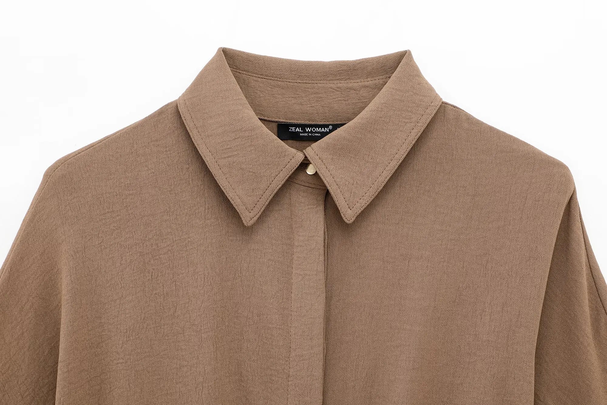 Safari Style Long Sleeve Drape Shirt and High Waist Pants Suit for Women